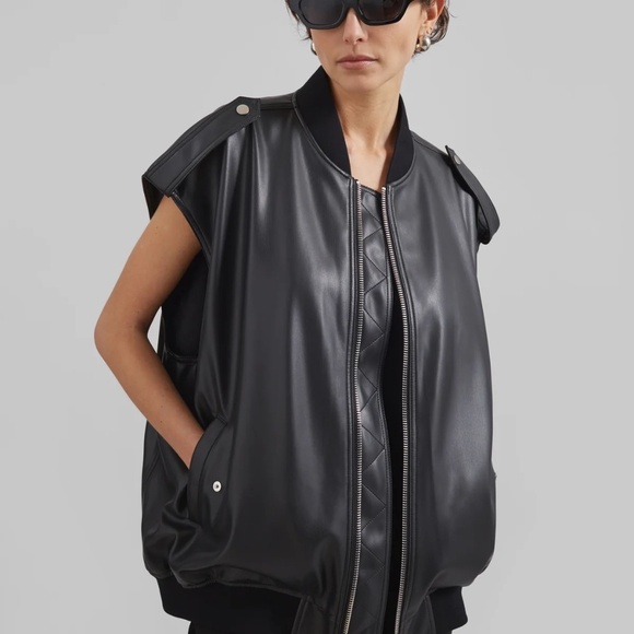 The Frankie Shop Jackets & Blazers - NWT The Frankie Shop Slane Sleeveless Faux Leather Jacket Black XS/S